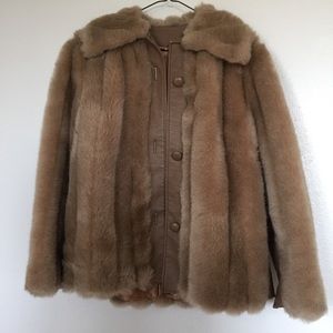 Del Mar by Rice | fur coat, button, brown
